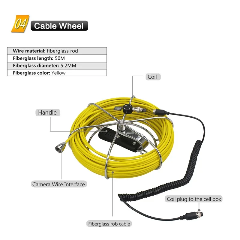 WP70 50m 7inch LCD Pipe Inspection camera 23mm camera for Sewer plumbers / Pipe video Inspection Snake Video Camera System