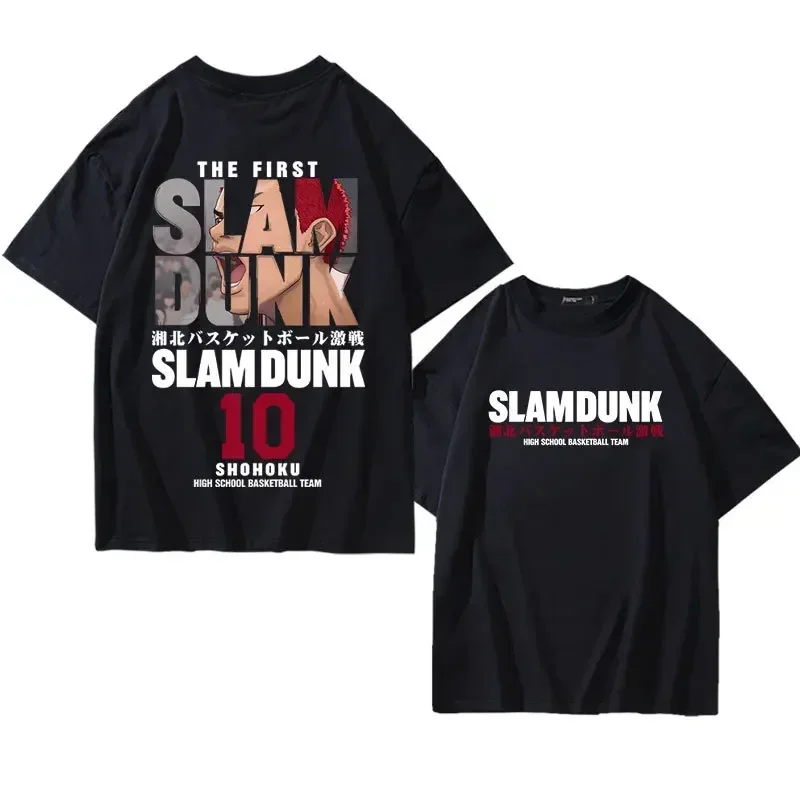 Summer Hot Sale Anime Slam Dunk Tees Shohoku Basket Ball Team T Shirt 2024 Sakuragi Hanamichi Print T Shirts Casual Men Clothes