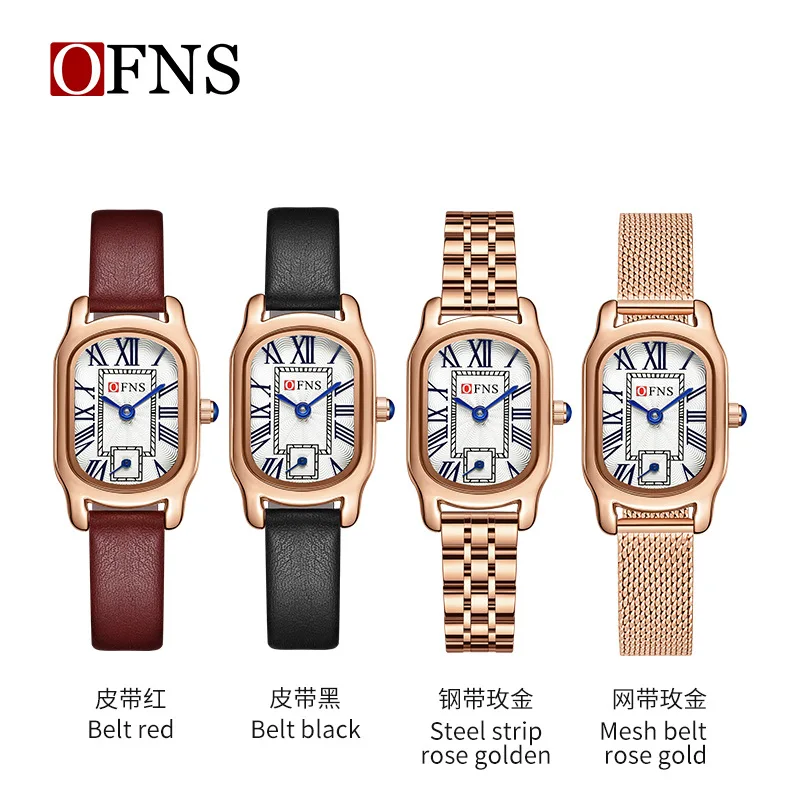 OFNS حار بيع كوارتز ساعة البيضاوي الهاتفي الروماني مقياس للماء السيدات قسط محكم كوارتز ساعة #6