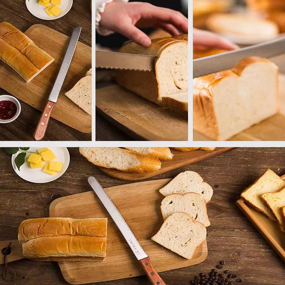 10/12/14 Inch Cake Cutting Knife Long Cutter  Best Serrated Bread Knife Stainless Steel Loaf/Bread Slicer/Slicing