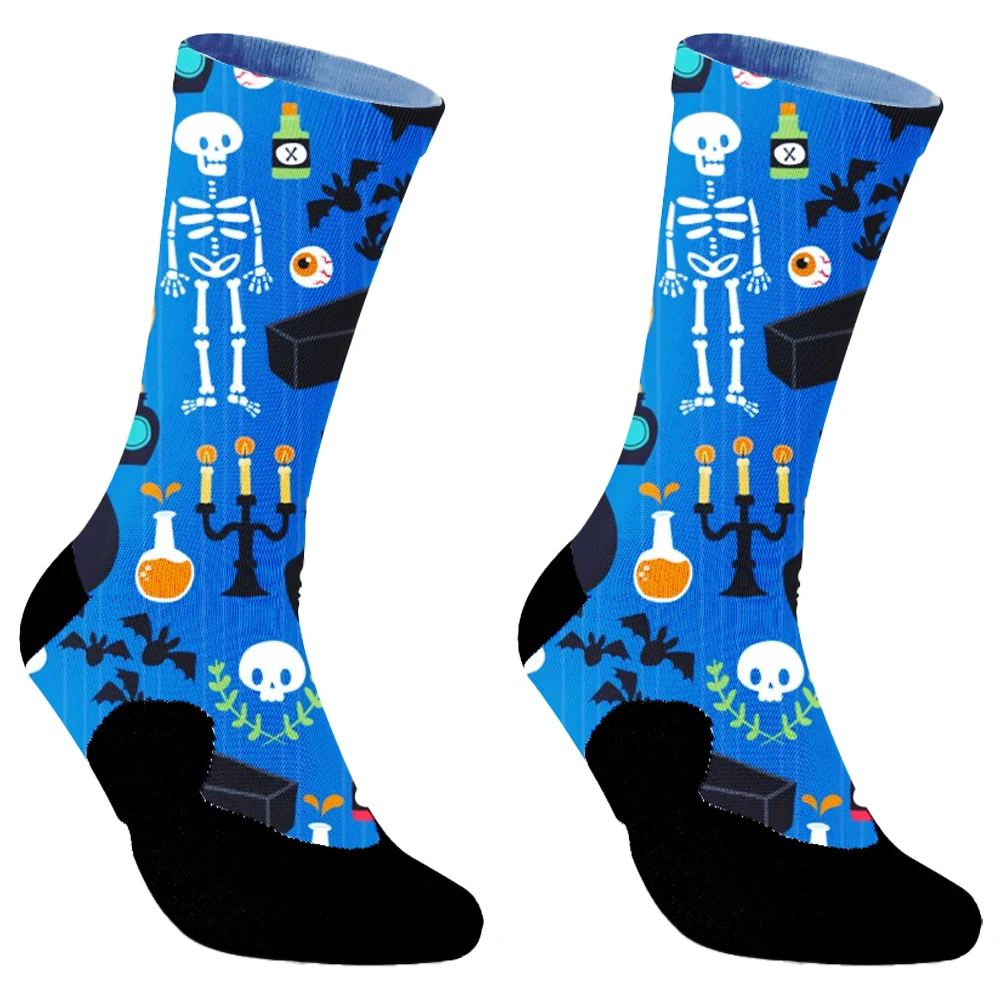 Chaussettes de compression respirantes non ald pour hommes et femmes, chaussettes d'Halloween, chaussettes de vélo, chaussettes de cyclisme, chaussettes de course de flotte de vélo, nouveau