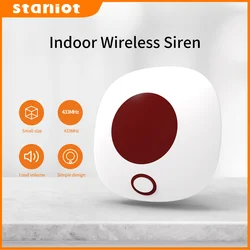 Staniot-sirena inalámbrica para interiores, sistema de alarma de seguridad antirrobo para el hogar, resistente al agua, Flash estroboscópico DE ALTO Decibel, altavoz de 110db, 433Mhz,Venta caliente en España