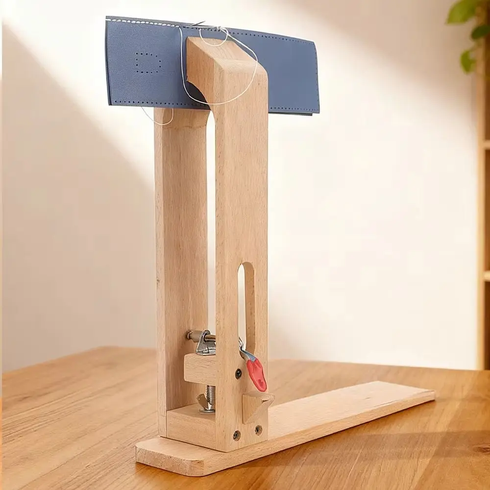 Adjustable Foldable Wooden Clamp Hand Stitching Extended Base Plate Leathercraft Wooden Clip Solid Wood