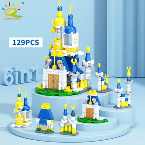 Huiqibao 6IN1 City Engineering Mobil Truk Polisi Blok Bangunan Tank Helikopter Batu Bata Set Pemadam Kebakaran Mainan untuk Anak-anak 8 truk semi lego penjualan terbaik - №