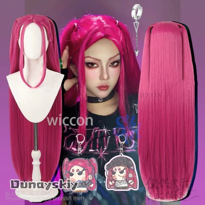 

Korea Girls Group Huntrix Cosplay Hot Idol Mira Anime Movie Kpop Demon Hot Pink Long Wigs Jirai Kei Girls Heat Wig Halloween