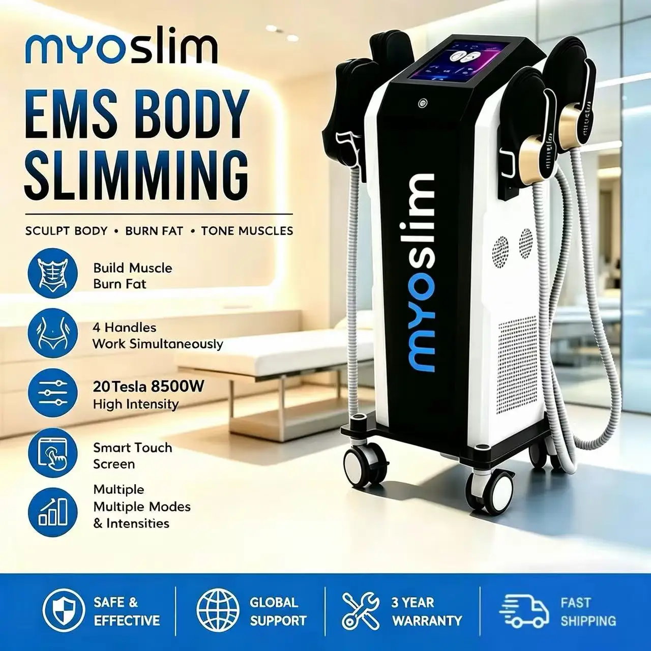 Myoslim EMS Muscle Stimulation Machine Non‑Invasive Body Sculpting Device For Muscle Toning Fat Loss Body Weight Management