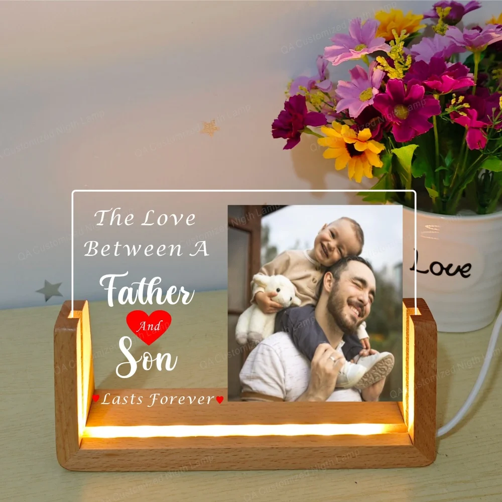 Kolorowy nadruk tekst akrylowy LED Light dla taty lampka nocna stół prezent urodzinowy lampka nocna do sypialni prezent na dzień ojca