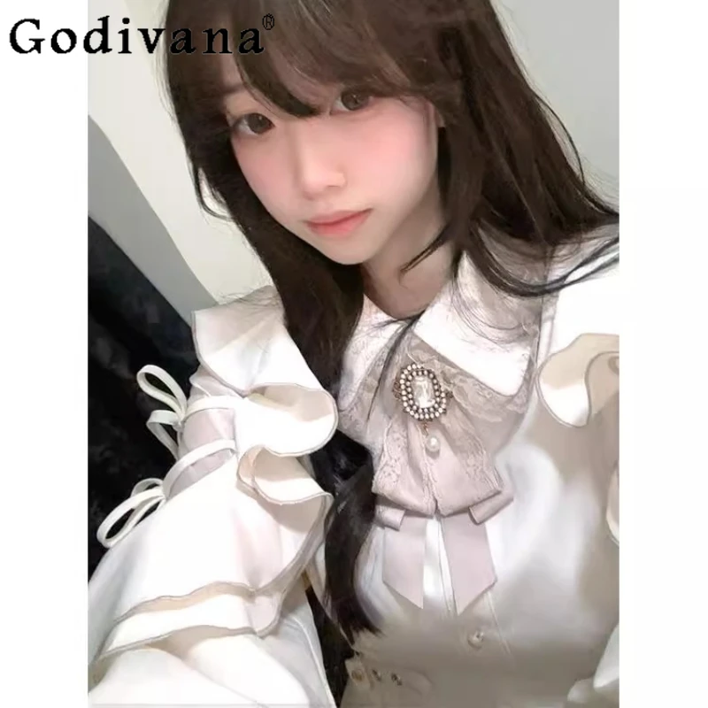 الخريف النمط الياباني القوس فستان المرأة تصميم واضح كم طويل الخصر Cinching فستان الإناث ارتداء اليومي لوليتا فستان الأميرة #5