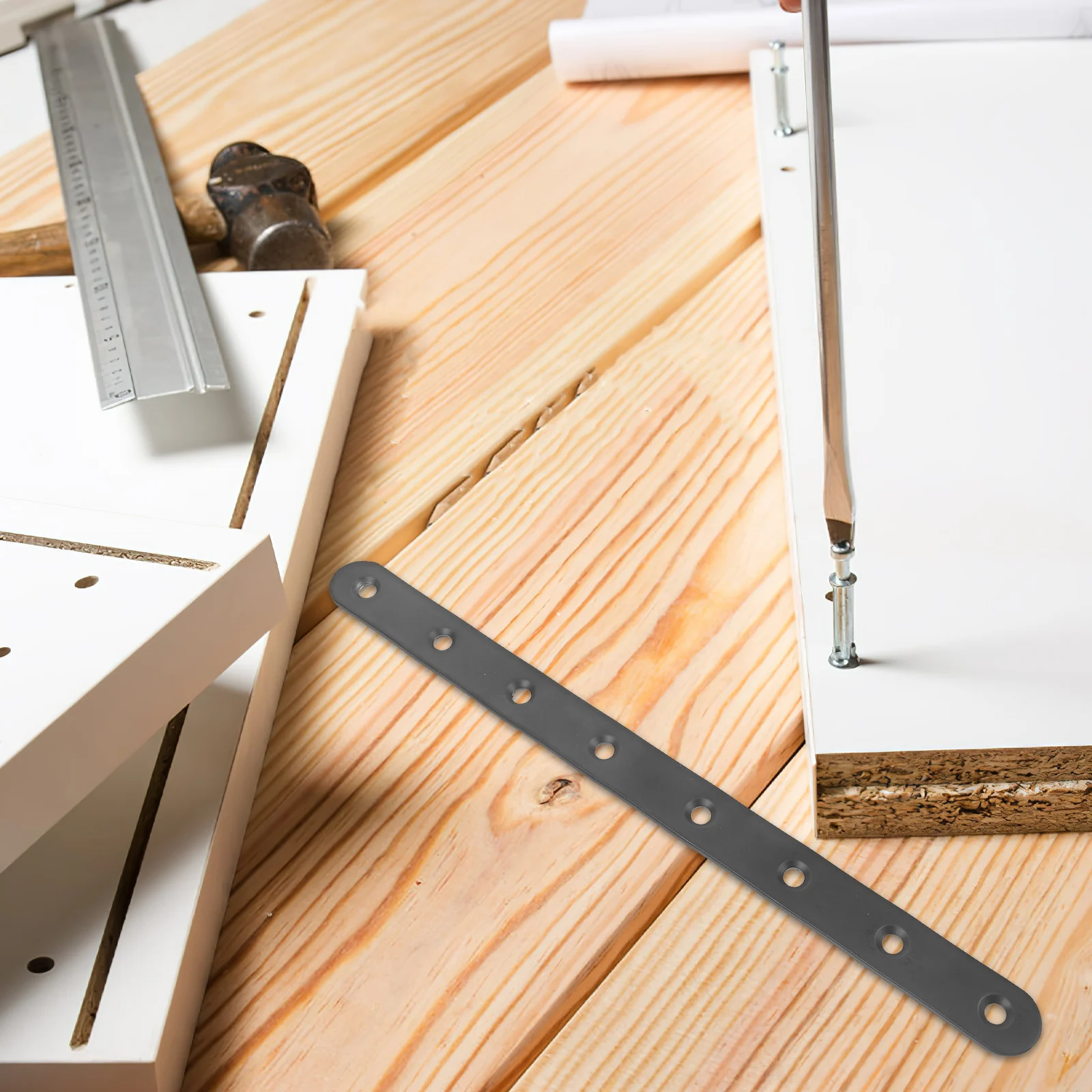 4 قطع من الأقواس المستقيمة، ألواح معدنية شديدة التحمل للأسوار الخشبية، أرفف الكتب، تعزيز أنيق وأنيق