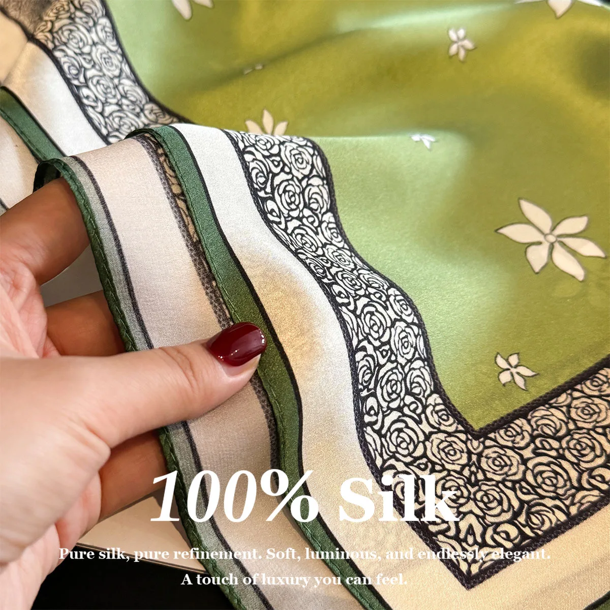100% Natürlicher Echter Seidenschal für Damen, Haarband, Foulard, Hochwertiges Bandana, Halstuch, Kopftuch, Schal, Wickeltuch