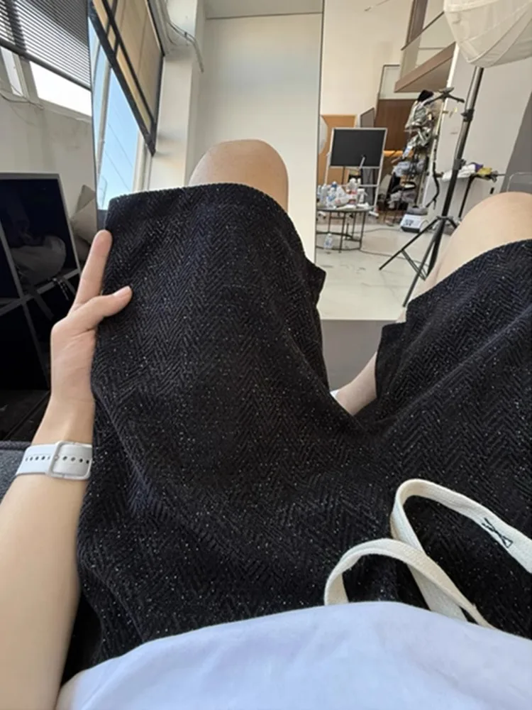 

Мужские летние повседневные спортивные брюки Bla Knitted Casual Loose Sports Shorts, модные, брендовые, в стиле Small Fraance, прямые, длиной четыре-пять дюймов