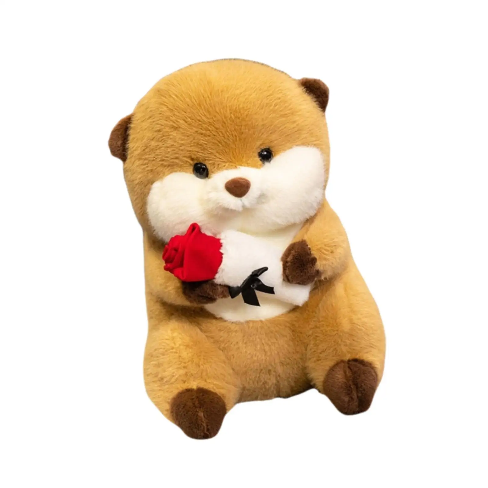 Plush Capybara with Rose Unique Valentine's Day Room Decor Soft Stuffed Capybara Toy for Girls Boys Gifts Teens Kids Children