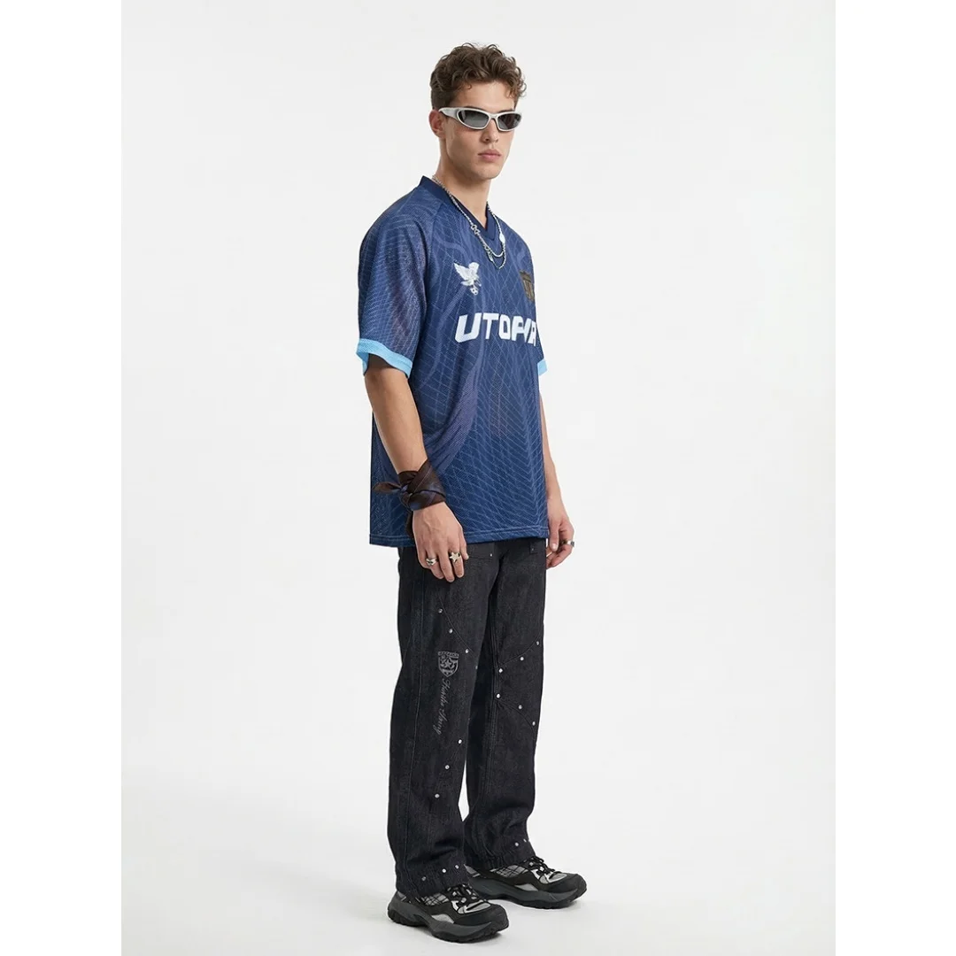 Utopia Blueprint Sportswear Jersey - New Summer 2026 Collection - American Streetwear Trendy Casual Men's Loose T-Shirt
