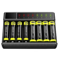 8 Slots Smart Battery Charger LED Display Intelligent Lithium Battery Fast Charging for 1.2V AA/AAA NiMH Rechargeable Batteries