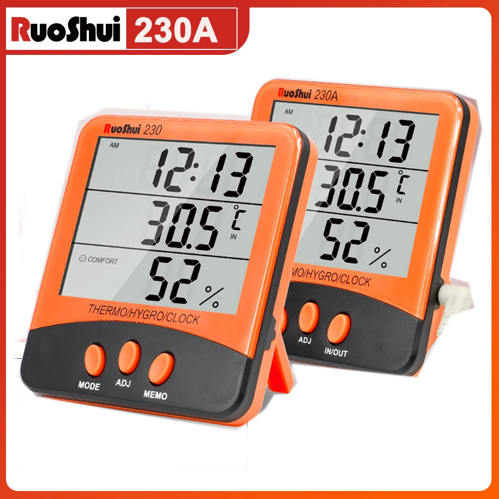 

RuoShui Smart Indoor Digital Thermometer Hygrometer Real-Time Temp Humidity Monitor with Alarm Max/Min Records Emoticon For Home