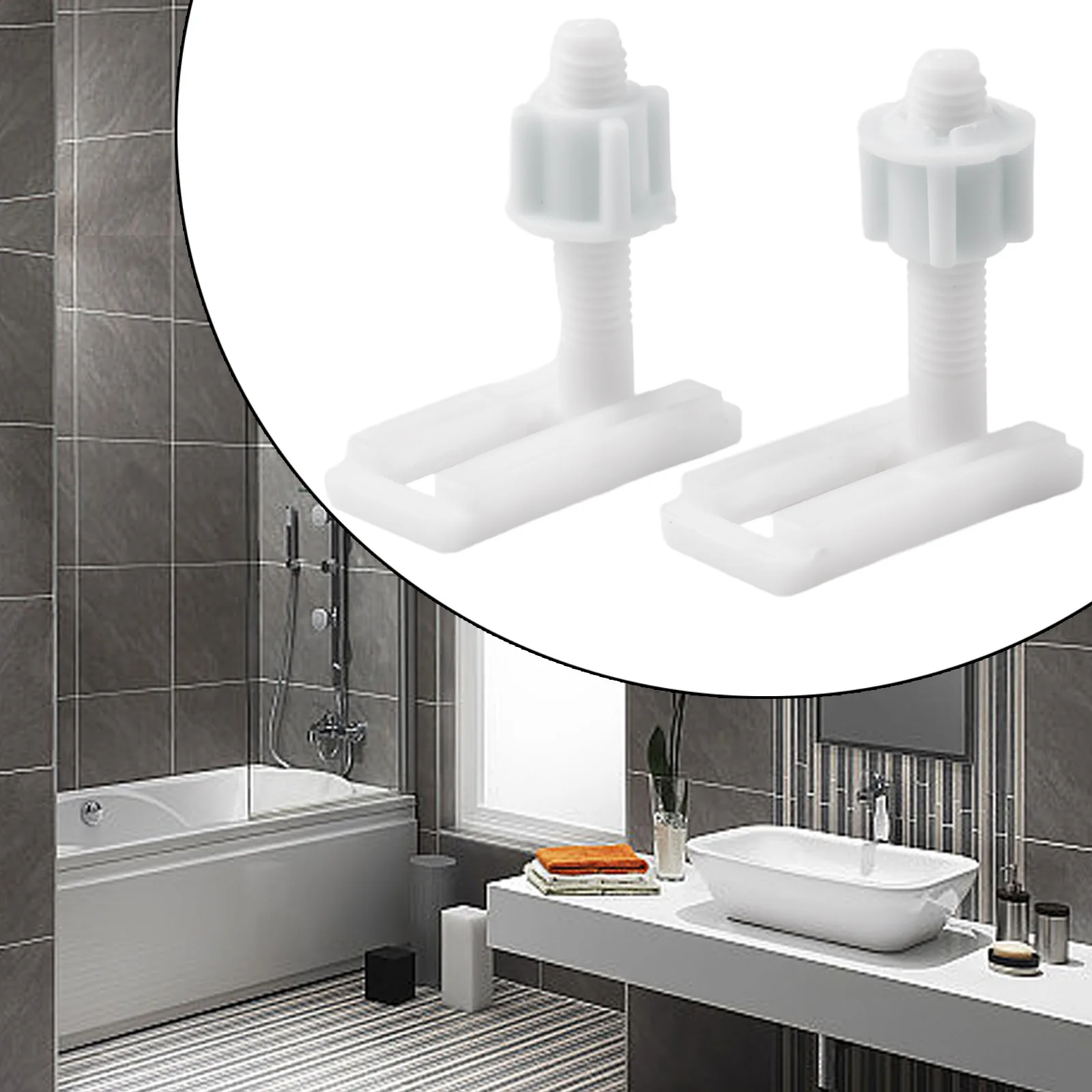 Bathroom Toilet Hinge Screws Plastic Bolts Replacement Spare Parts Tools 2*Sliding Plates 2*Washers High Quality