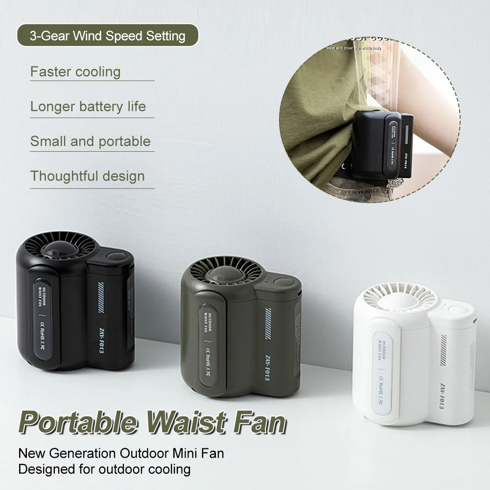 

Portable Waist Fan Bladeless Electric Fan 4500mAh USB Charging Waist Hanging Fan with 3 Wind Speeds for Student Camping Travel