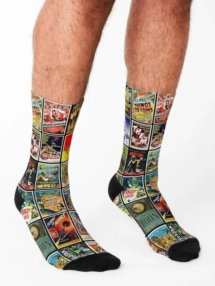 Classic Science Fiction Movie Posters Socks Running Men's funny gifts luxury Men's Socks Women's