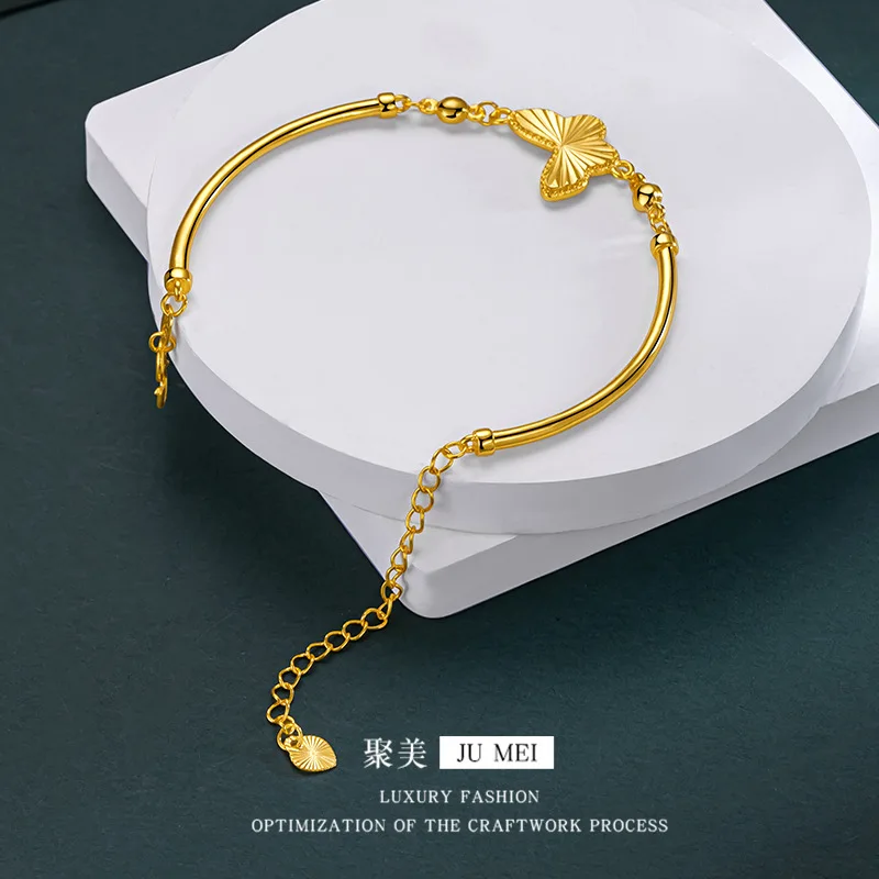 

9999 24K Real Gold Shop Same Style Women's Gold Bracelet Half Bracelet Butterfly Gift Fashion Jewelry