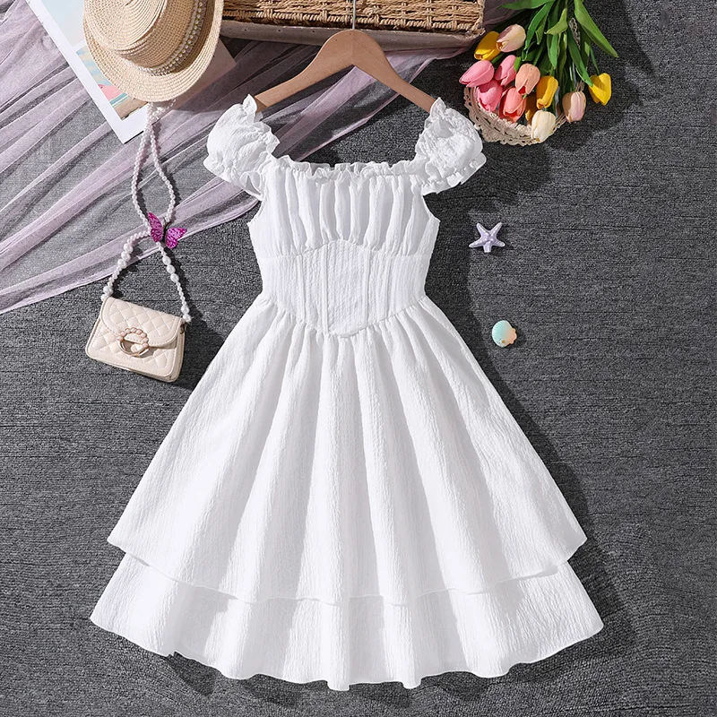 

Da Tong Girl's Spring/Summer New Style Spicy Girl Strap One Shoulder Waist Double Layer Big Swing Skirt