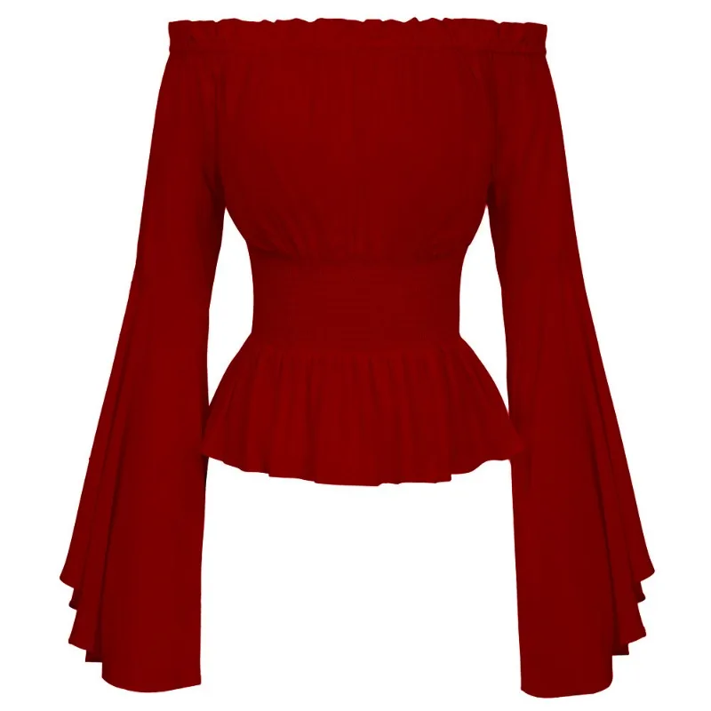 2025 New Vintage Women Long Sleeve Blouse Retro Renaissance Medieval Chemise Victorian Girls Gothic Off Shoulder Resist T-Shirts