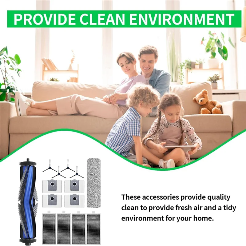A83G-14Pcs Vacuum Accesories Kit For ECOVACS DEBOT X8 PRO Brush,Roller Mop,Side Brushes,Filters,Dust Bags