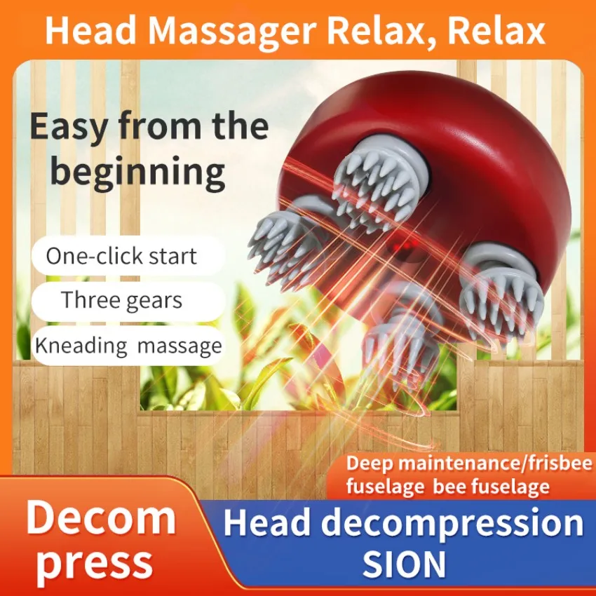 Electric Scalp Massager With Red Light and Vibration Heated Handheld Head Massager For Hair Growth Stress Relief Body Massage