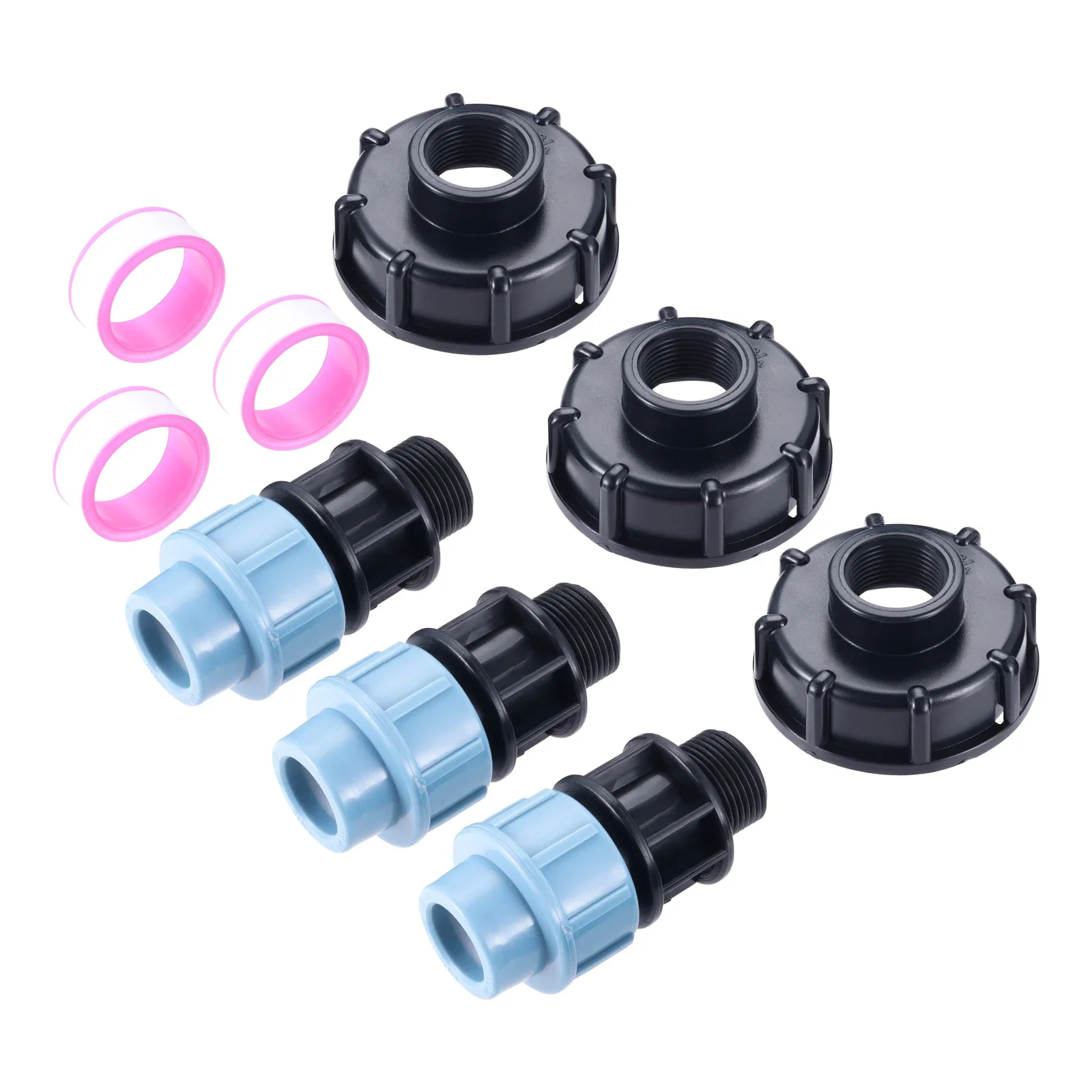 

3Pcs Blue Black Plastic 20/25/32mm Garden IBC Tank Straight Outlet Irrigation Supplies Straight Outlet Adapter Water Spliter