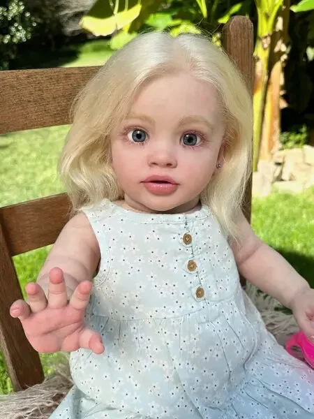 DLS Customized 26INCH Reborn Baby Pippa With Hand-Rooted Hair Already Finished Doll With White Hair