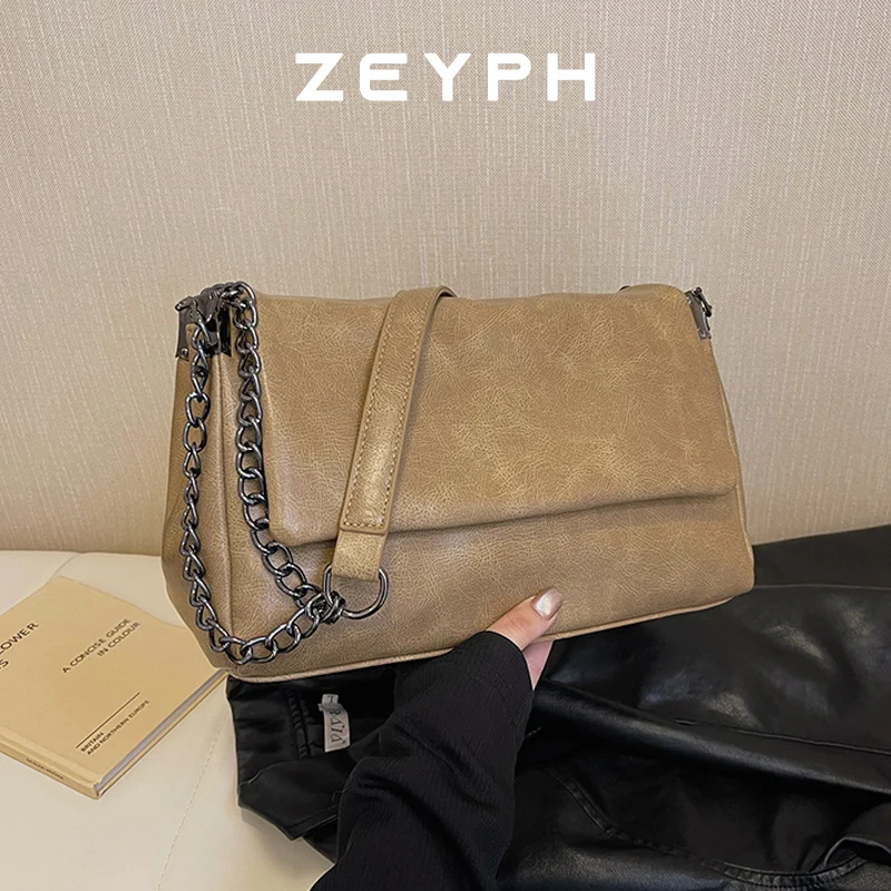 

Zeyph Vintage Unique Leather Folding Opening Women s Chain Bag Shoulder Bag Crossbody Bag 2025 New Four Seasons