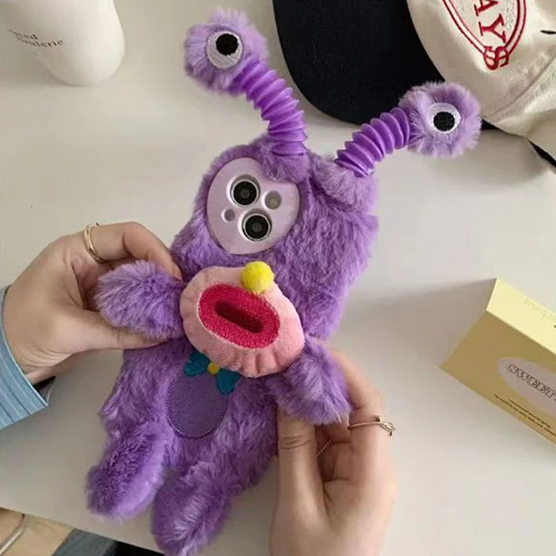 Little Monster Phone Case for iPhone, Plush Glowing, 15, 14, 13, 11, 12 Pro, 8, 7 Plus, X, 13 Pro Free Cleaning Wipes Included