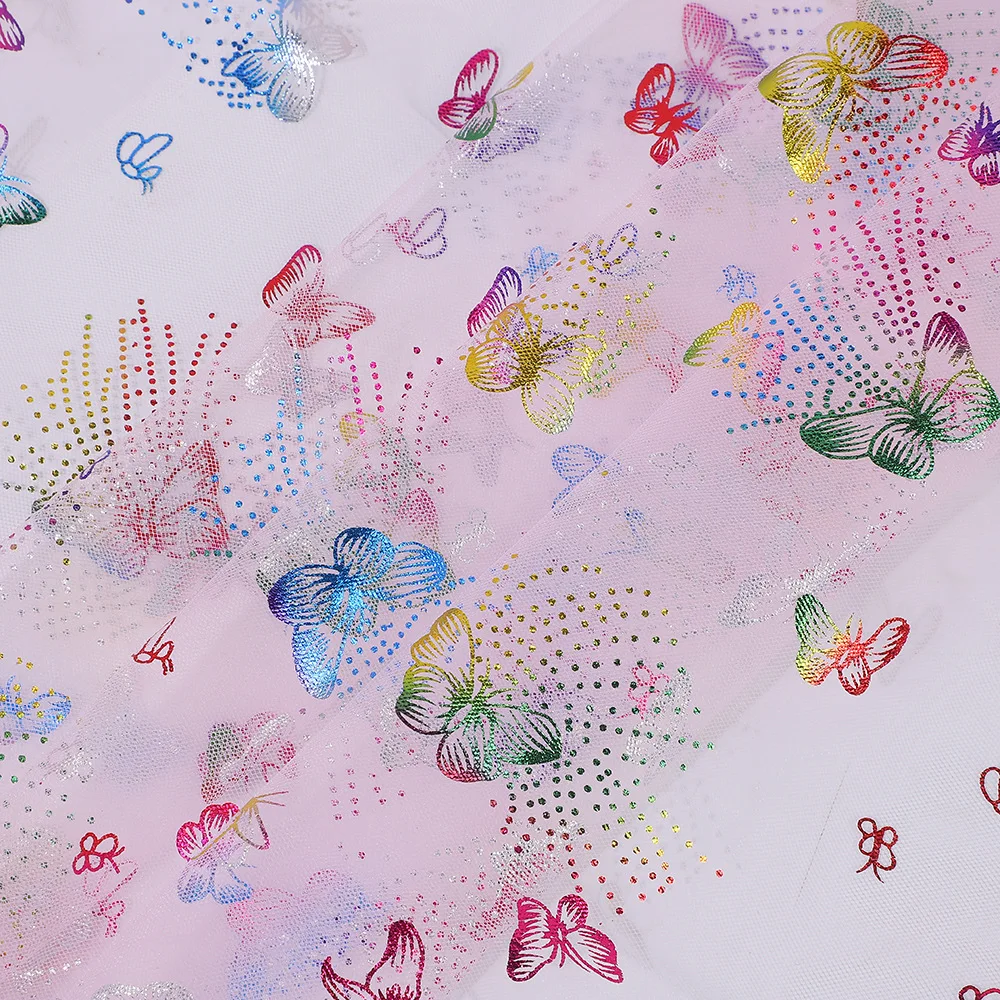 Красочная бабочка, золотая фольга, тюль, ткань для праздничного платья, детский костюм, сценическая одежда, декор, текстильный материал, мечтательная поставка для рукоделия