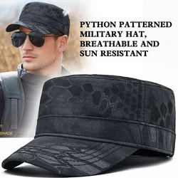 Flat Top Python Pattern Hat Men Spring and Autumn Thin Quick-Dry Baseball Cap Outdoor Travel Waterproof and Sun Protection