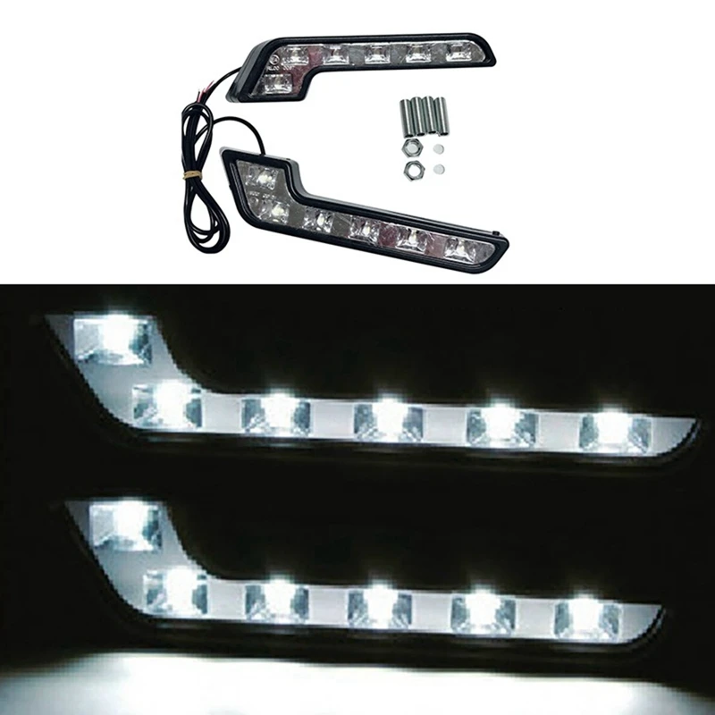 6X 12V Super Bright DRL LED Daytime Running Lights For Cars Auto Waterproof LED Driving Lights Fog Lamps Car Styling