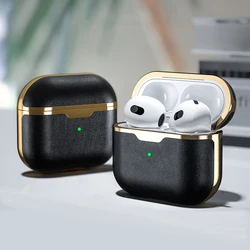 Funda con gancho para Airpods Pro 2, cubierta de auriculares galvanizada negra y dorada para Airpods 3 Pro, USB C de 2ª generación