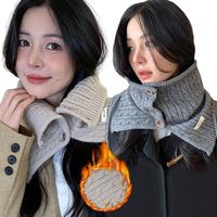 Autumn Winter Knitted Fake Collar Scarf Beanie Hat Women Warm Turtleneck Neck Warmer Detachable Winter Windproof Scarf Cap