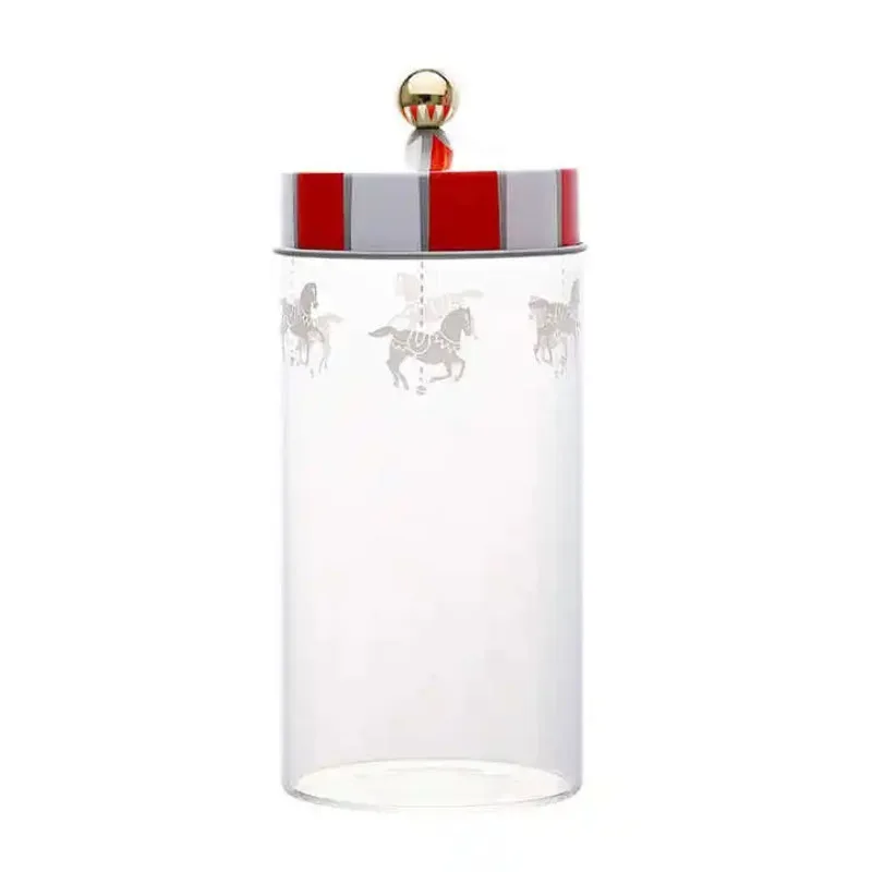 Glass Sealed Storage Bottle Coffee Tea Candy Grain Storage Jar Nordic Carousel 680ml 980ml 1330ml