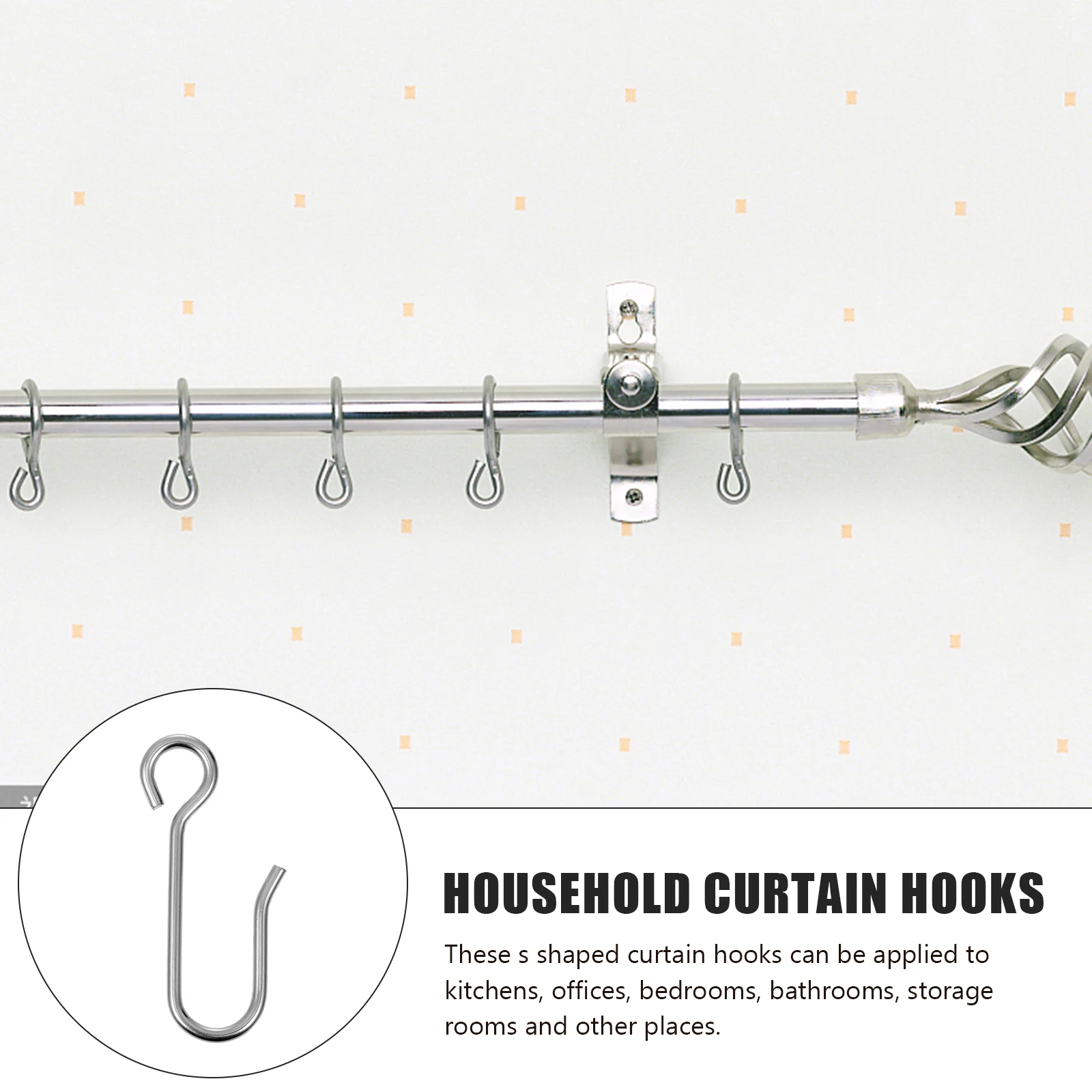 100 قطعة من خطافات الستائر المصنوعة من الفولاذ المقاوم للصدأ على شكل حرف S مناسبة لحلول تعليق معالجة النوافذ المزخرفة للمكتب المنزلي #6