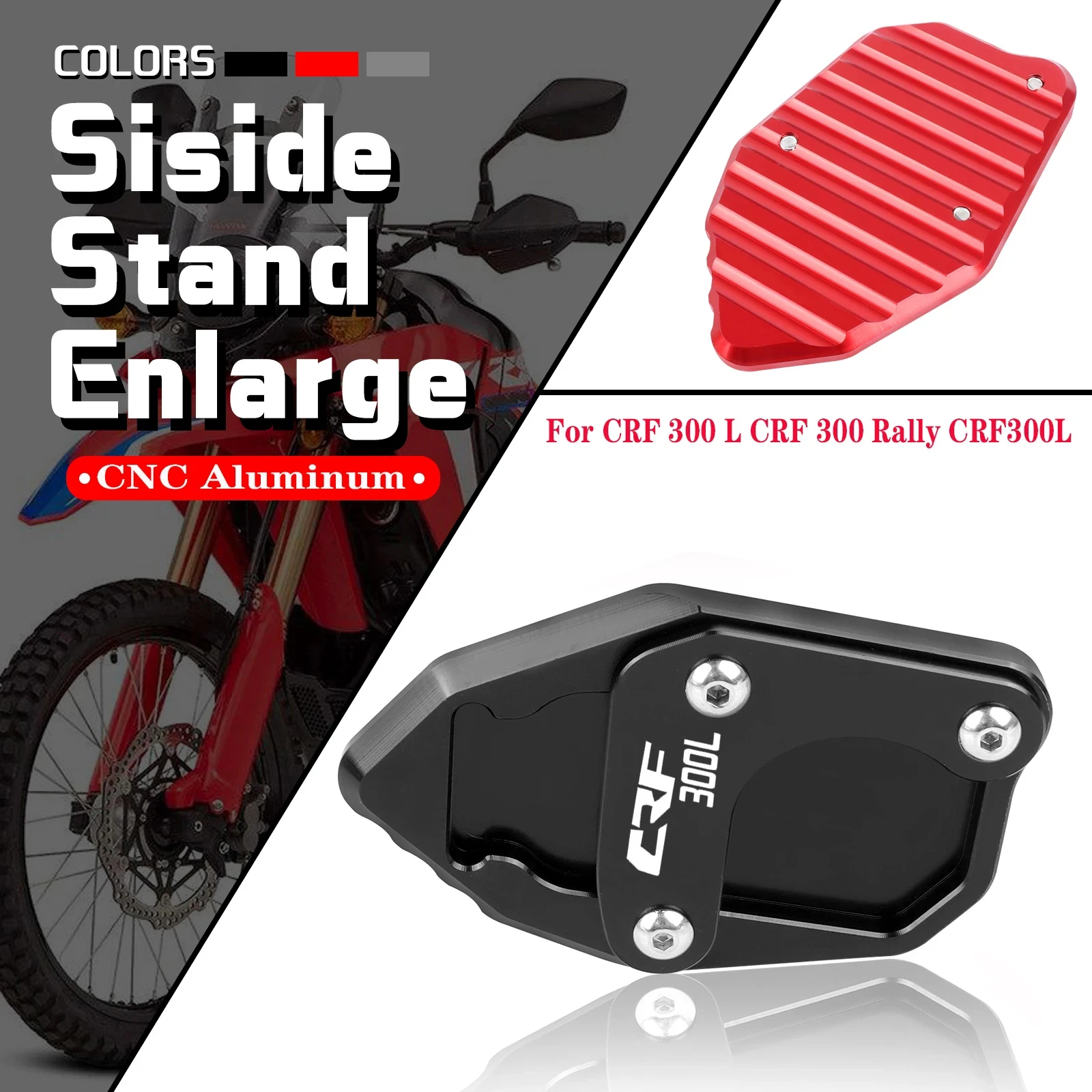 For Honda CRF 300 L CRF 300 Rally CRF300L 2020-2023 Motorcycle CNC Kickstand Foot Side Stand Enlarge Extension Pad Support Plate