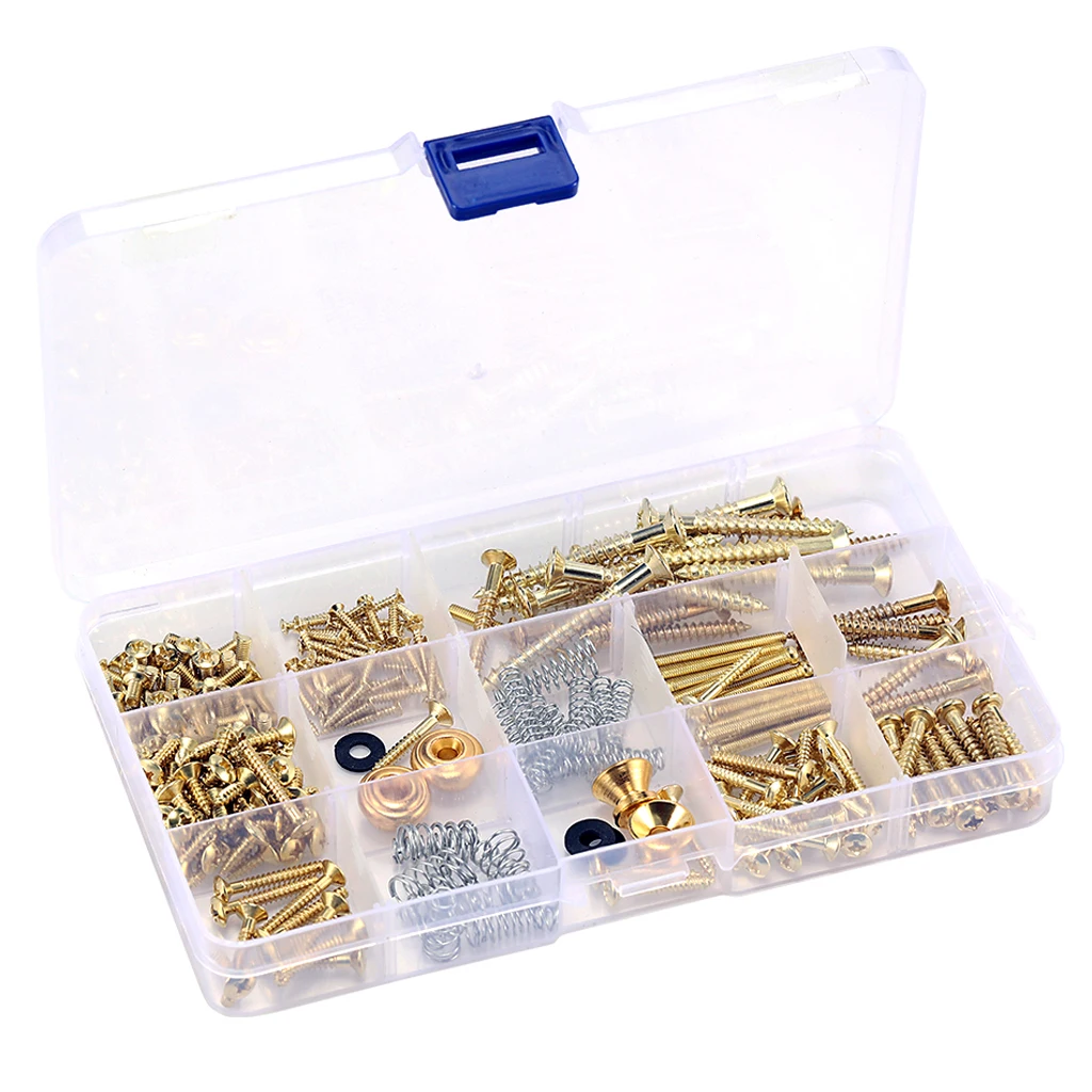 

Electric Guitar Screw Kit for Electric Guitar Bridge Pickup Pickguard Tuner Switch Neck Plate with Springs and Tweezers Silver