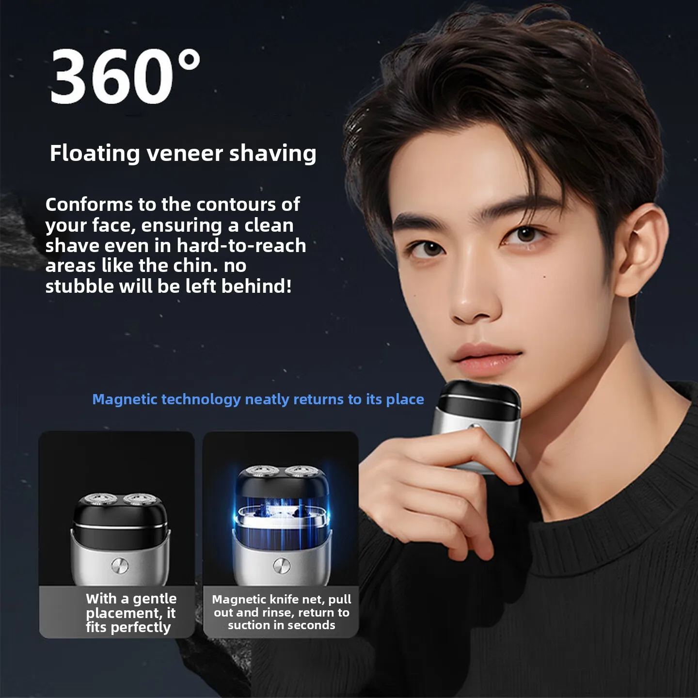Mini Electric Shaver Steel Blade Type C Rechargeable Compact Razor for Men Students Travel Office Daily Grooming Use 전기 면도기