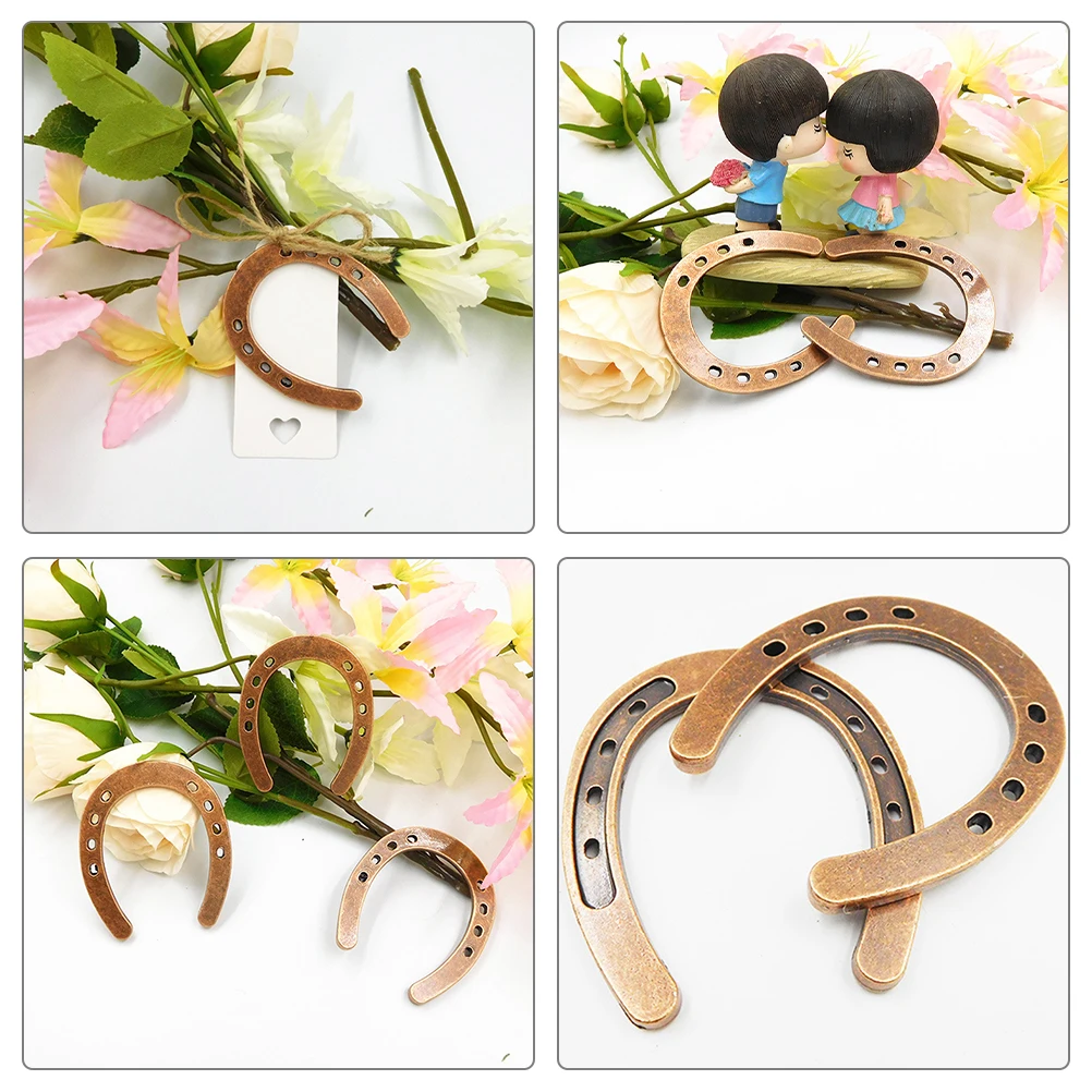 

2pcs Shaped Zinc Alloy Vintage Home Yard Decoration Hanging Craft Decor Horseshoe Ornament Retro Style Metal Horseshoe Decor