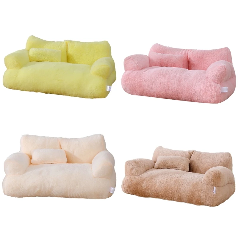 

Pet Couch Bed with Detachable Cover Soft and Furry Cushion Non-Slip Dog Basket Dog Sofa Detachable Cover Nest