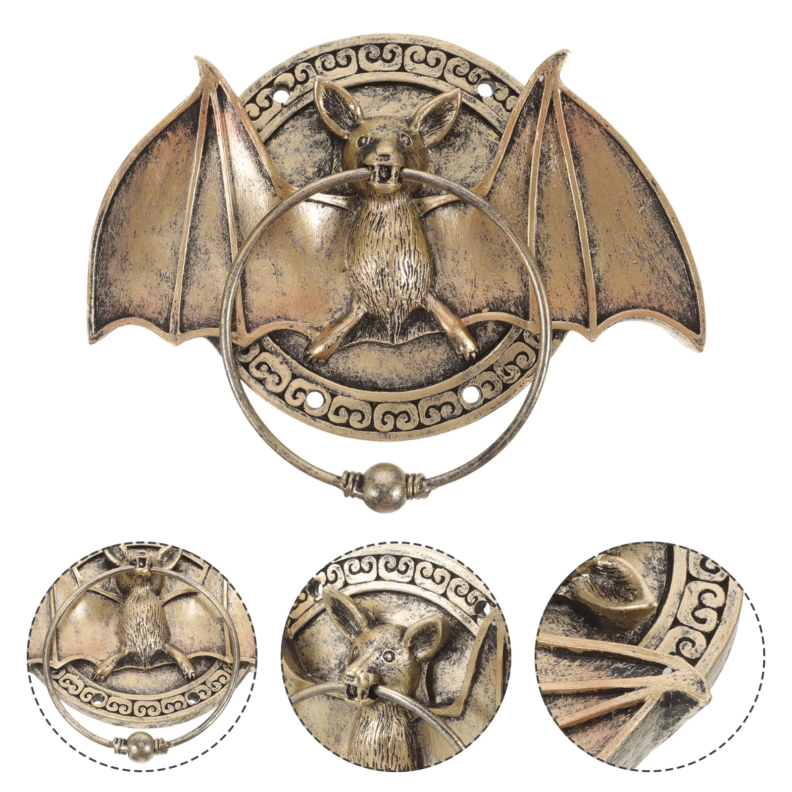 

Simulated Bat Door Knocker Decor Security Classical Decoration Household Black Knob Resin Supply Single Front Crafts