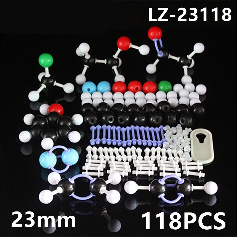 118 피스 23mm 분자 모델 키트 PP 백 포장, 고급 대학 교사 및 학생을 위한 유기농 화학 교육, 분자 모델 키트 PP 가방 포장