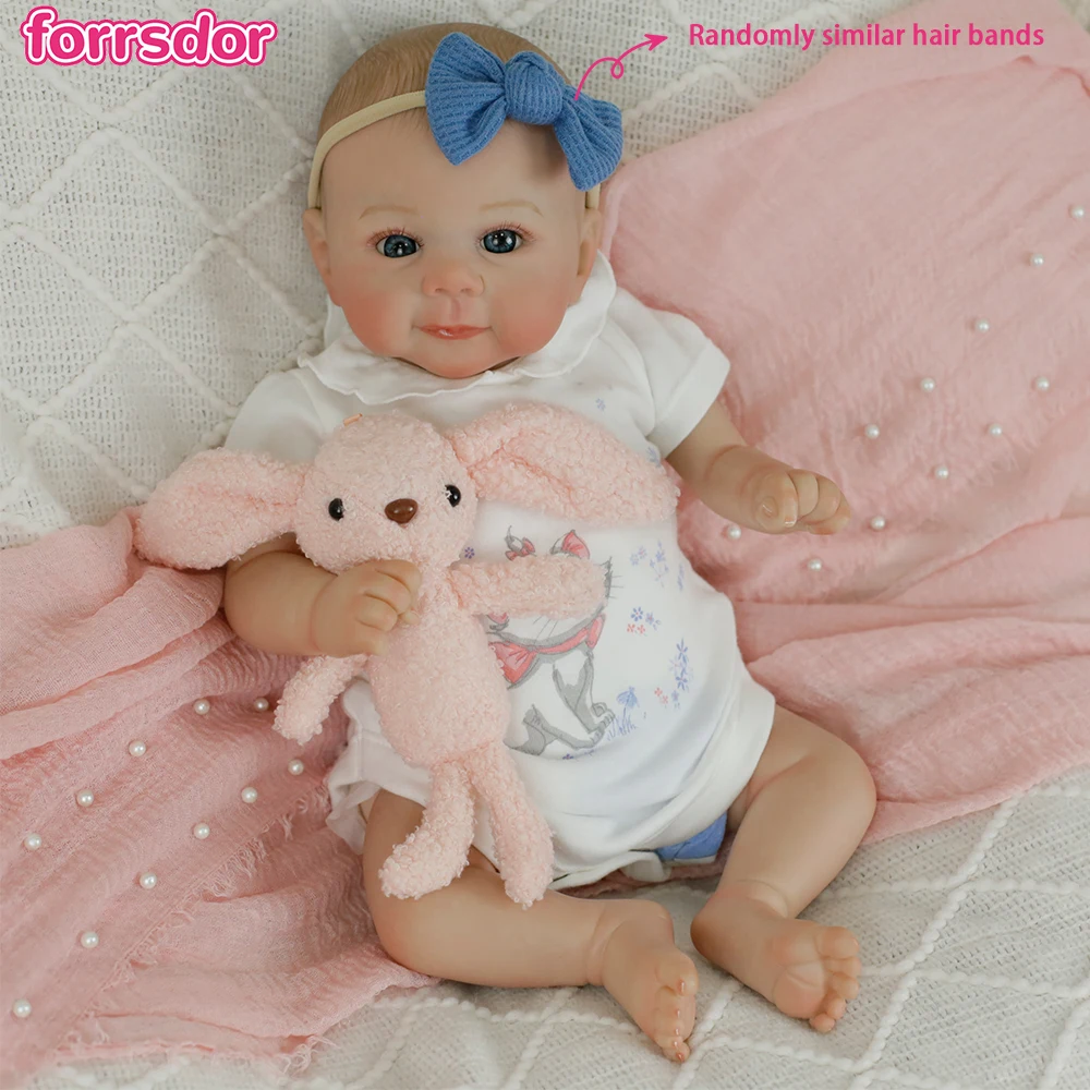19inch Realistic Reborn Baby Girl Doll Full Soft Silicone Vinyl Simulation Doll Children Dress up Toy Birthday Christmas Gifts