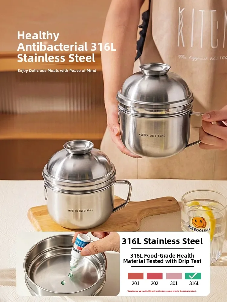 Modern Housewife 316L Stainless Steel Lunch Box Fast Food Cup School Dining Hall Special Use Middle School Student Bento Soup...