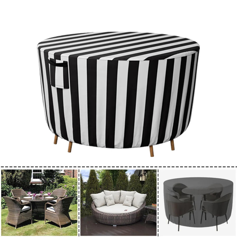 600D Oxford Cloth Round Table Dust Cover Waterproof Outdoor Garden Patio Large Furniture Protector Table Dust Furniture Cover