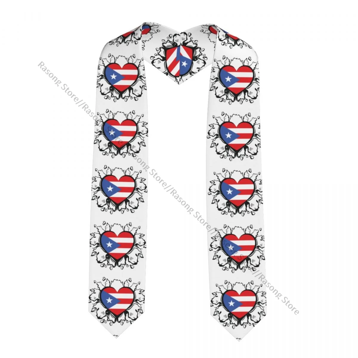 

Puerto Rico Flag Heart Unisex Adult Graduation Stole Shawl for Academic Commencements Celebration Uniform