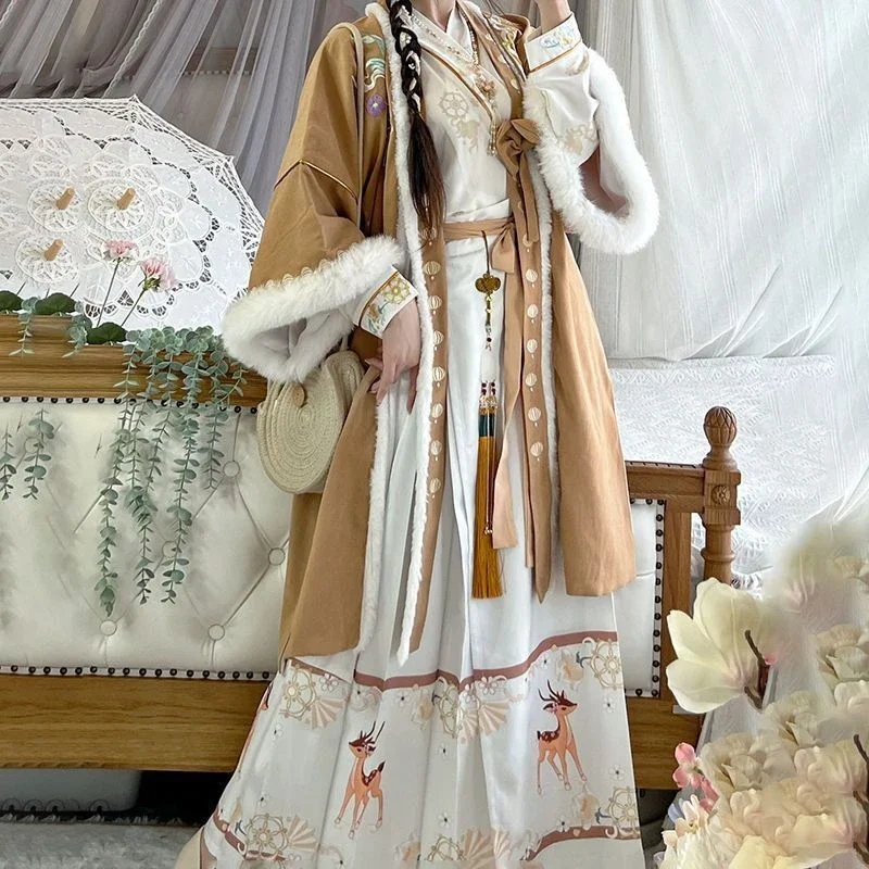 

Chinese Ancient Traditional Hanfu Sets Christmas New Year Costume Red Yellown Hanfu Winter Thicker Hanfu Dress Women 2025